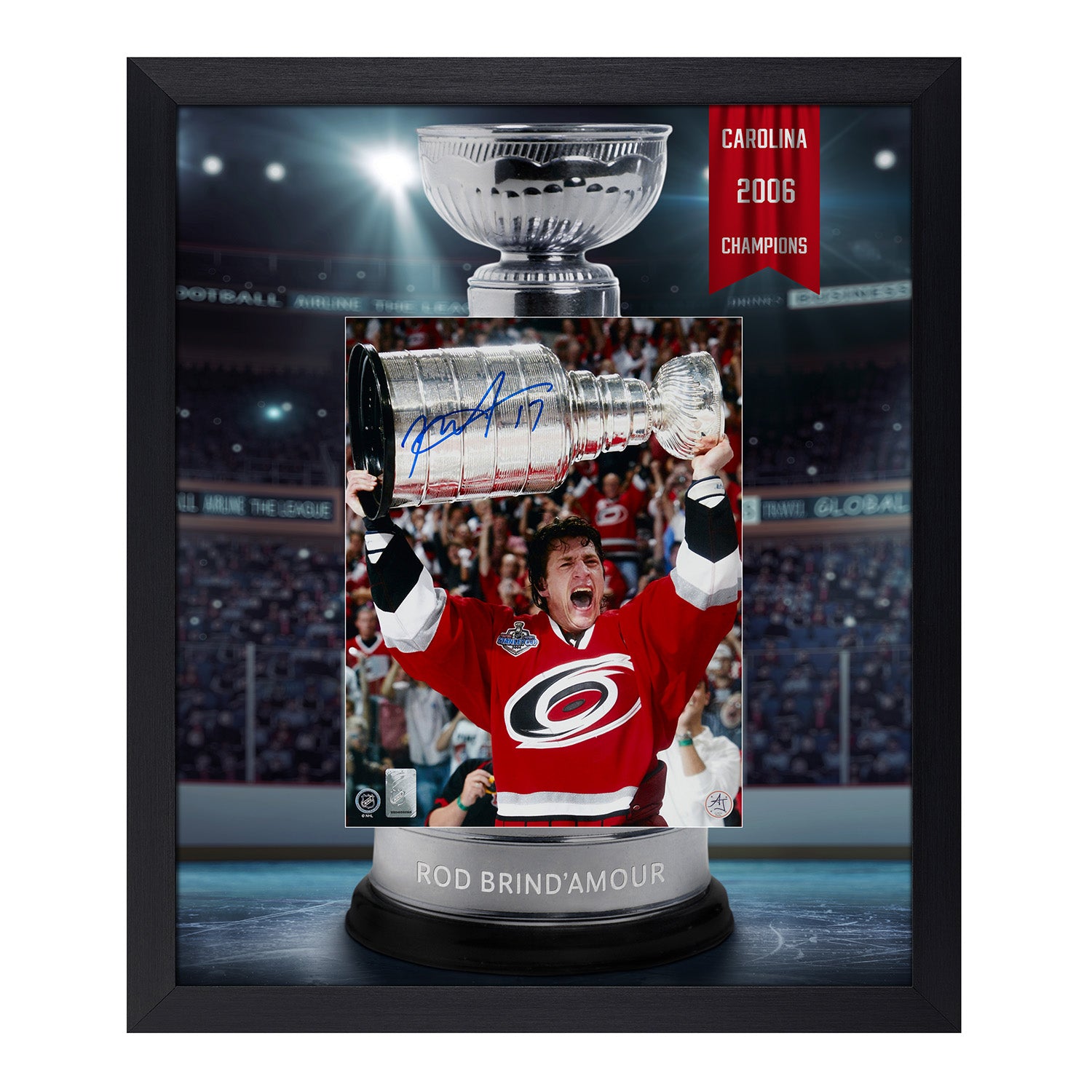 Rod Brind'Amour Signed Carolina Hurricanes Cup Champion Graphic 23x27 Frame