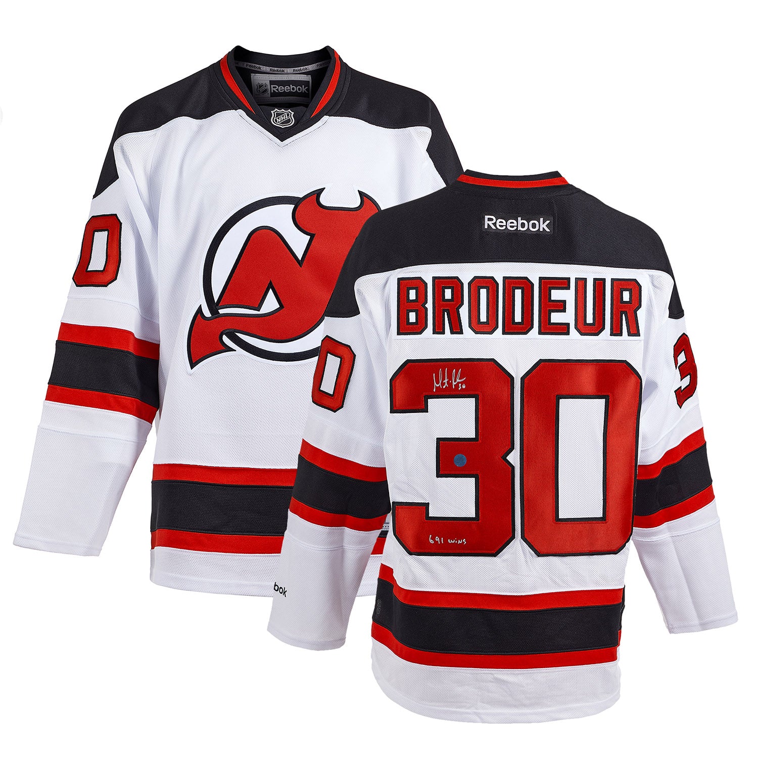 Martin Brodeur New Jersey Devils Signed & Inscribed Wins Record Reebok Jersey