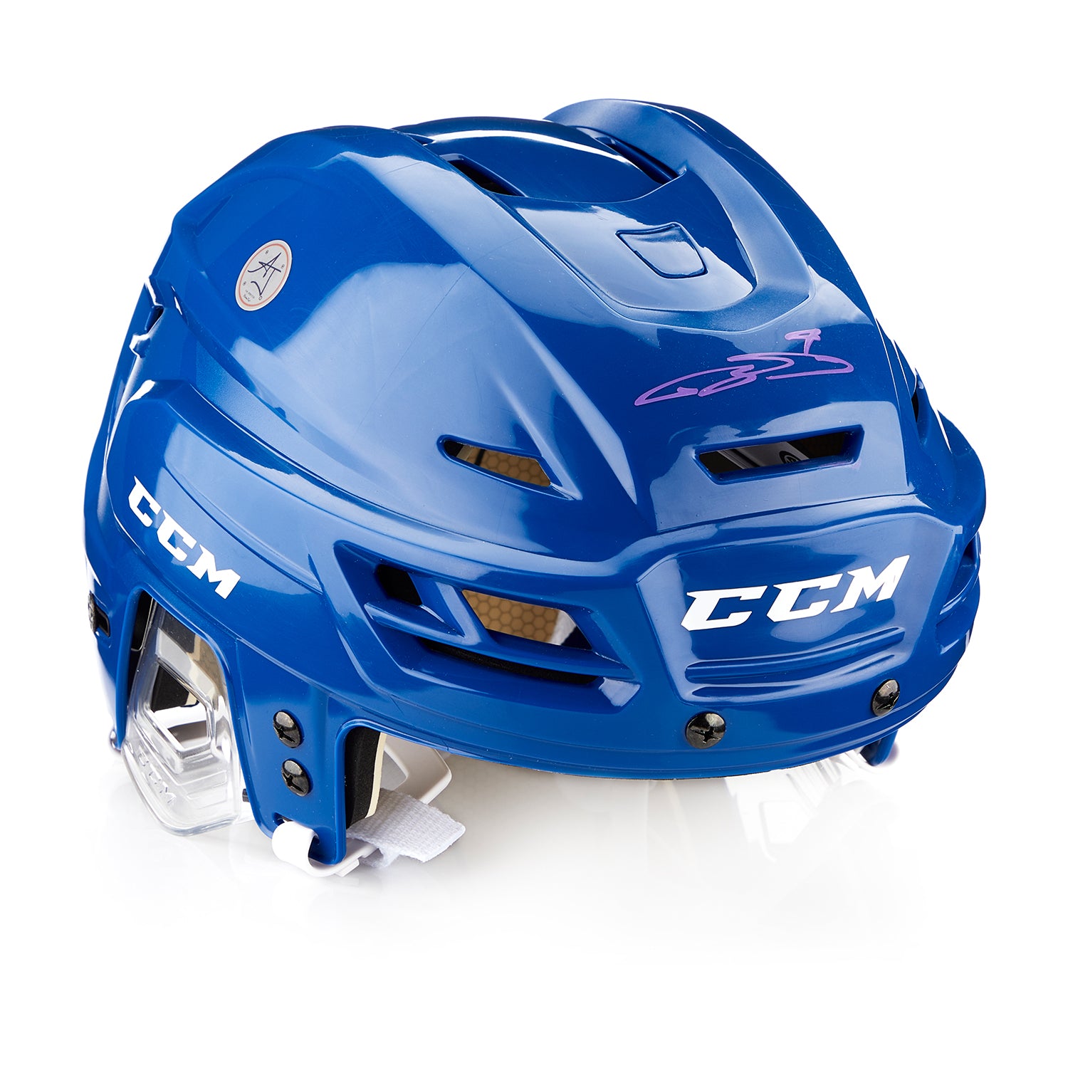 Bowen Byram Autographed Blue CCM Tacks Hockey Helmet