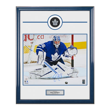 Jack Campbell Toronto Maple Leafs Autographed Action 26x32 Puck Frame