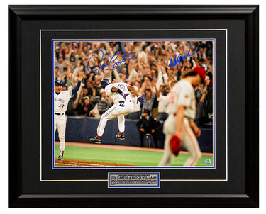 Joe Carter & Mitch Williams Dual Signed 1993 World Series Home Run 26x32 Frame