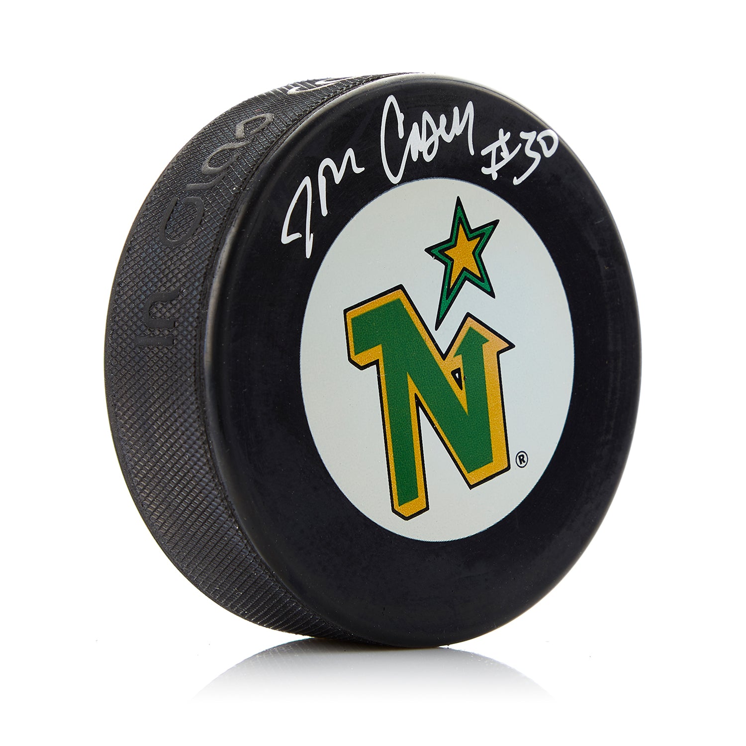 Jon Casey Minnesota North Stars Autographed Hockey Puck