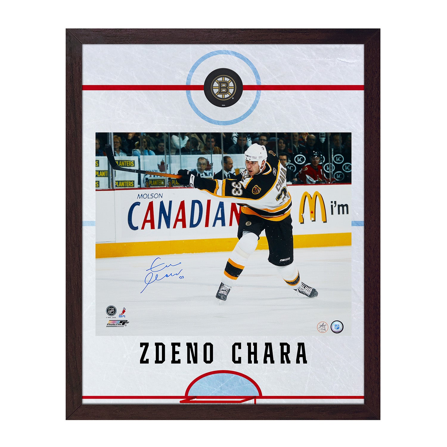 Zdeno Chara Autographed Boston Bruins Graphic Rink 26x32 Frame