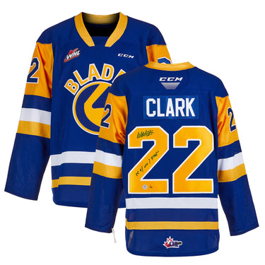 Wendel Clark Signed Saskatoon Blades CHL Stats CCM Jersey /#22