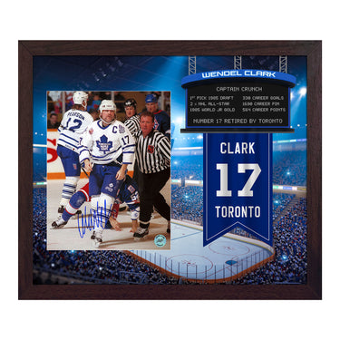 Wendel Clark Signed Maple Leafs Retired Number Graphic 23x27 Frame