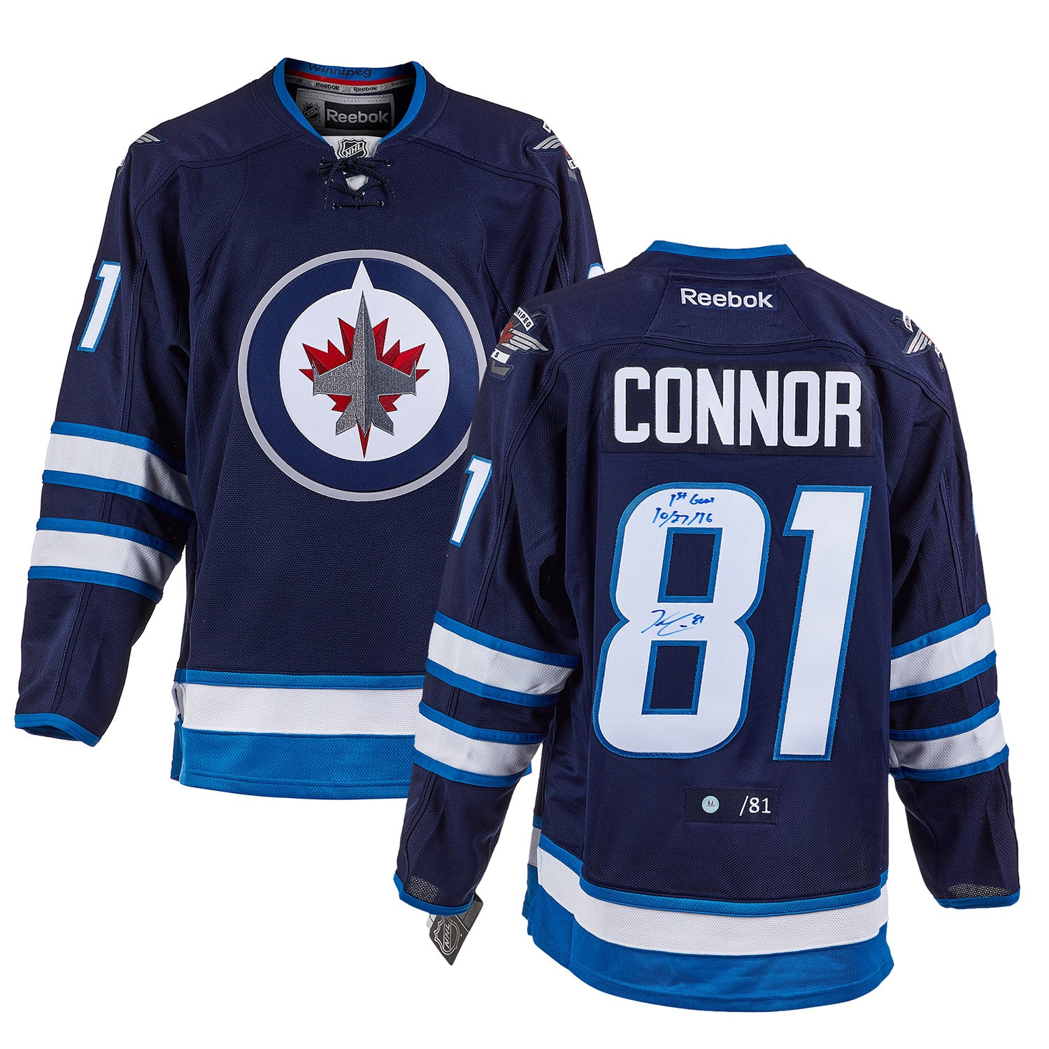 Kyle Connor Winnipeg Jets Signed & Dated 1st Goal Reebok Jersey #/81
