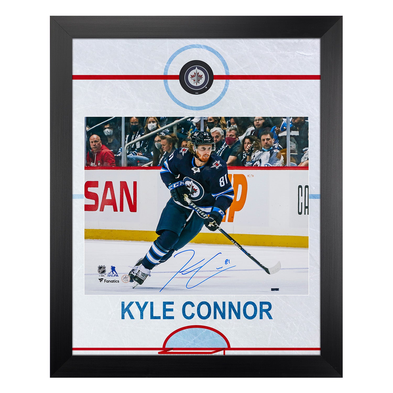 Kyle Connor Signed Winnipeg Jets Graphic Rink 26x32 Frame