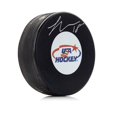 Logan Cooley Autographed Team USA Hockey Puck