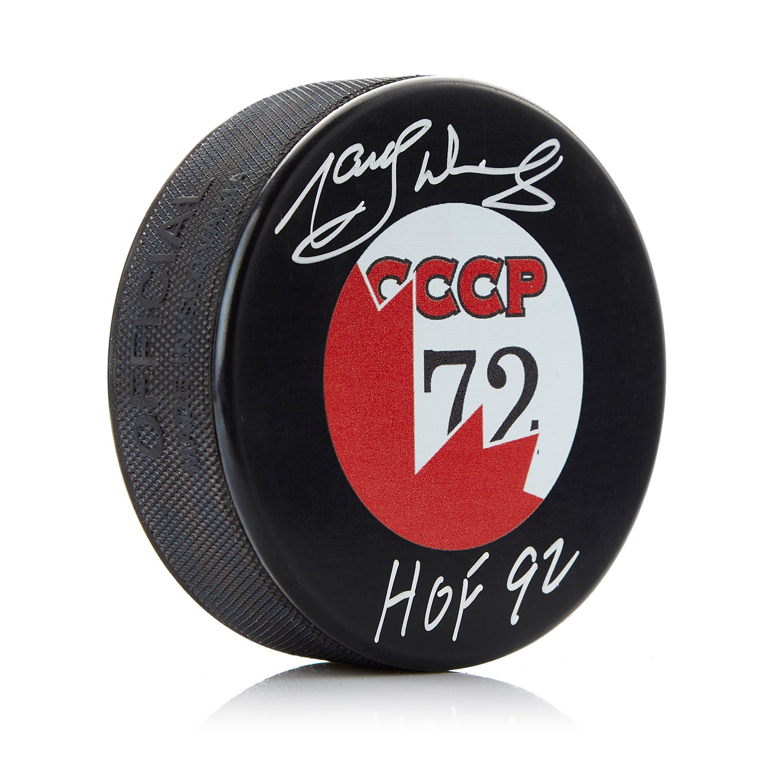 Marcel Dionne Signed 1972 Summit Series Canada CCCP Hockey Puck with HOF Note