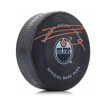 Leon Draisaitl Autographed Edmonton Oilers Game Model Puck