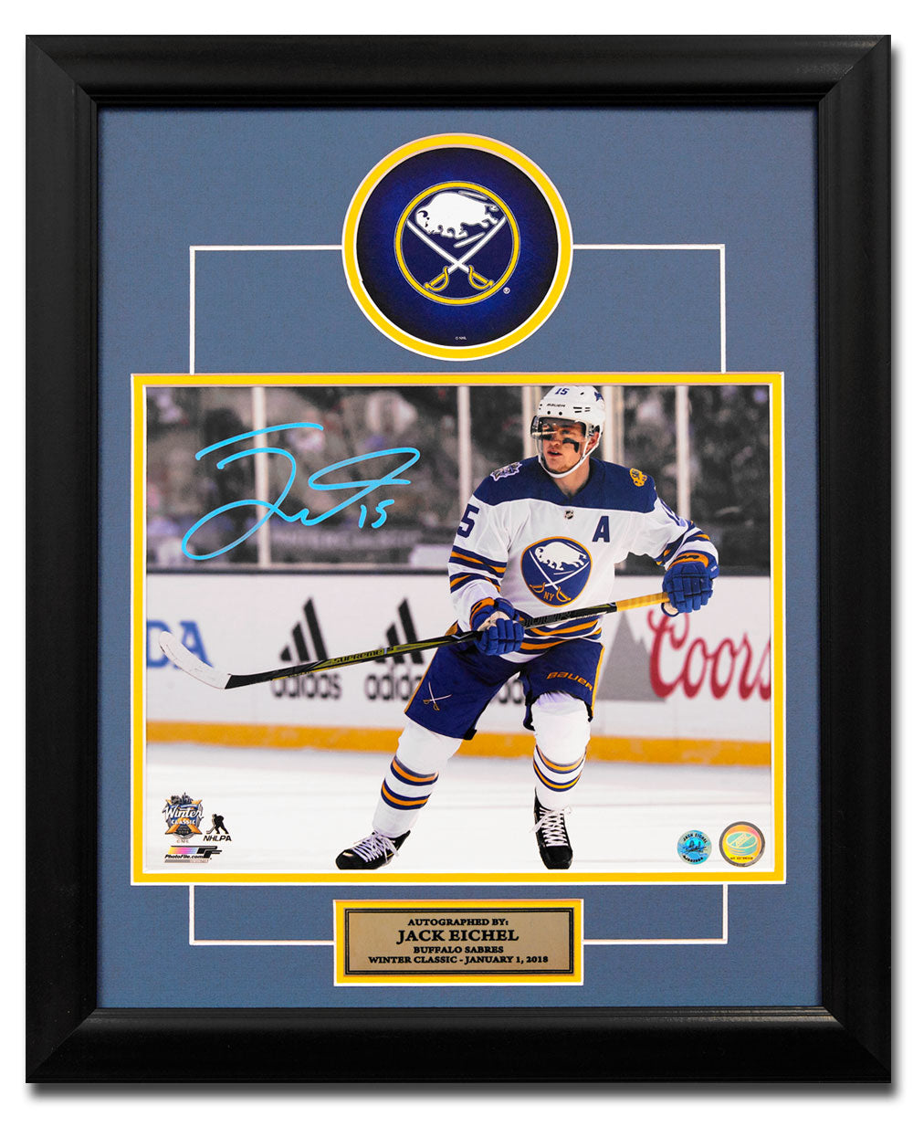 Jack Eichel Buffalo Sabres Autographed 2018 Winter Classic 20x24 Decal Frame