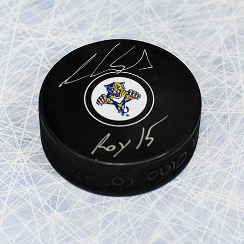 Aaron Ekblad Florida Panthers Signed & Inscribed ROY 15 Puck