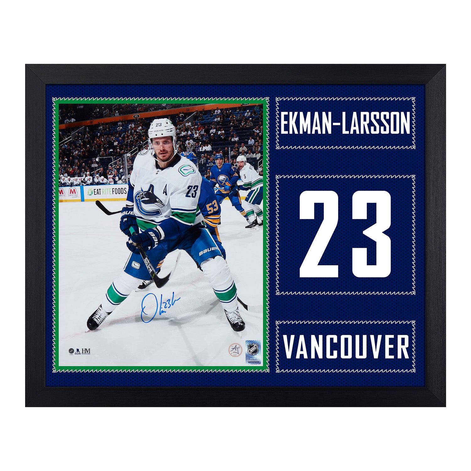 Oliver Ekman-Larsson Signed Vancouver Canucks Uniform Graphic 19x23 Frame