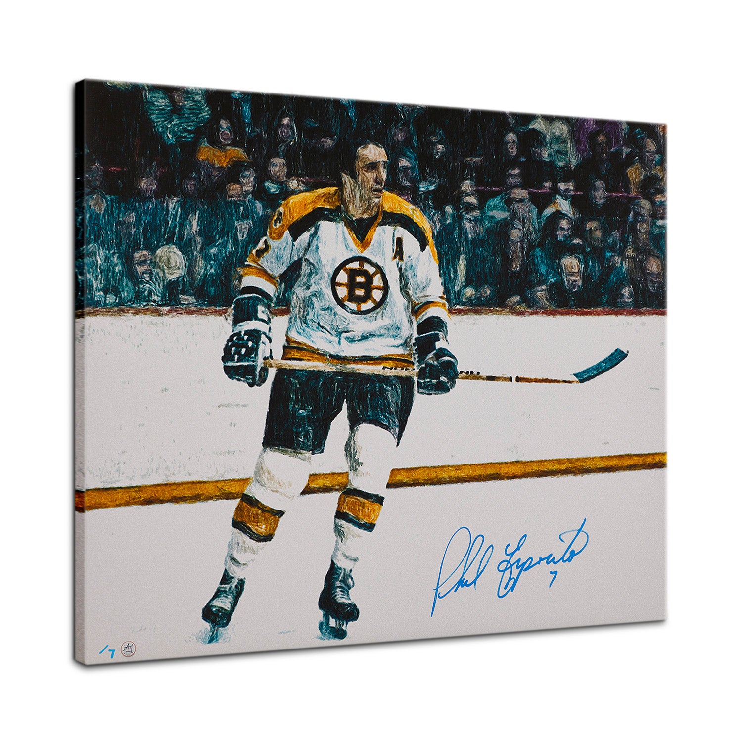Phil Esposito Signed Boston Hockey Landscape 26x32 Art Canvas /7