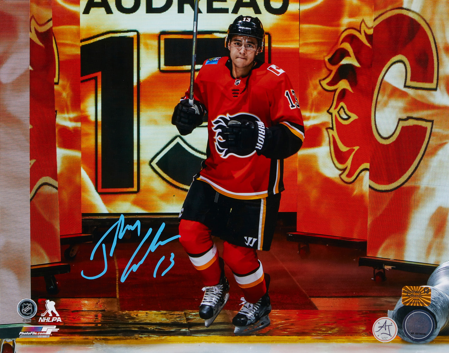 Johnny Gaudreau Signed Flames Game Intro 11x14 Photo