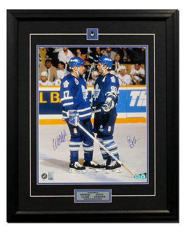 Doug Gilmour & Wendel Clark Toronto Maple Leaf Dual Signed On Ice 26x32 Frame