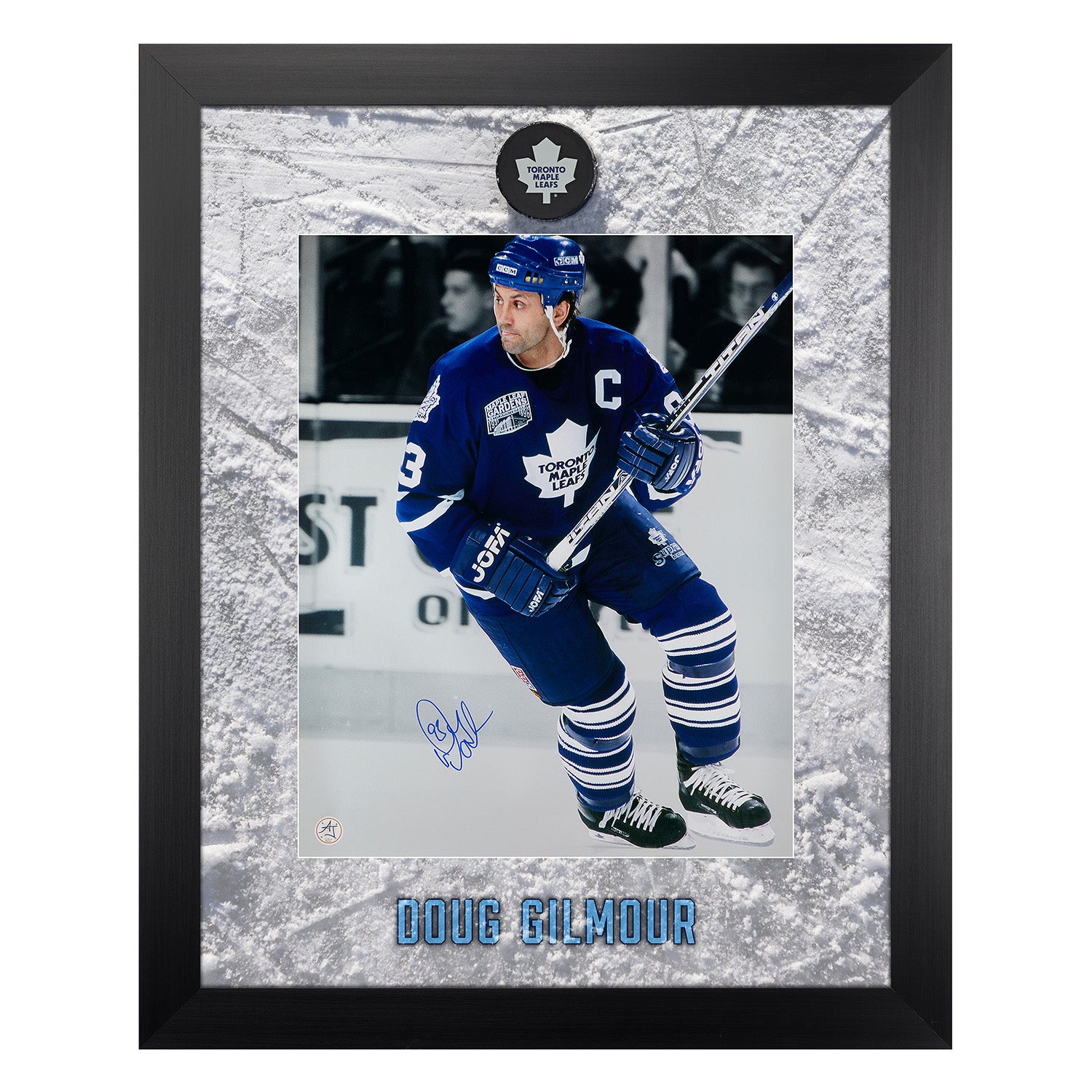 Doug Gilmour Signed Toronto Maple Leafs Etched Ice 26x32 Frame