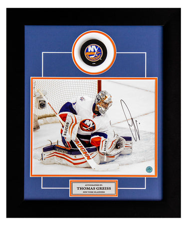 Thomas Greiss New York Islanders Signed Goalie Action 20x24 Puck Frame