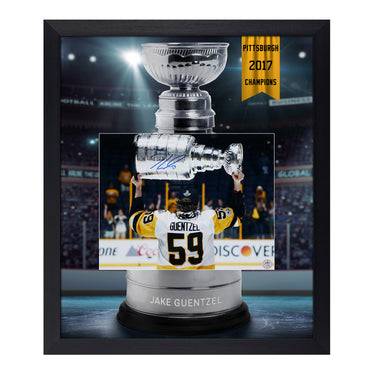 Jake Guentzel Signed Pittsburgh Penguins Cup Champion Graphic 23x27 Frame