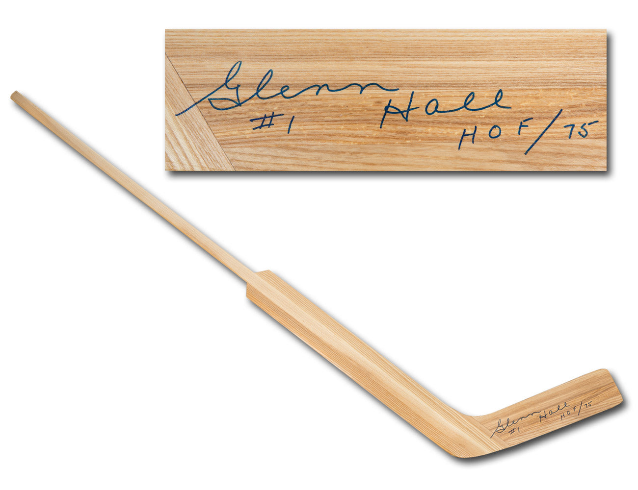 Glenn Hall Autographed Retro Wooden Goalie Stick - Chicago Blackhawks