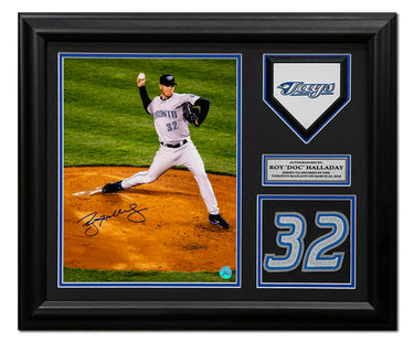 Roy Halladay Toronto Blue Jays Autographed 20x24 Retired Number Frame