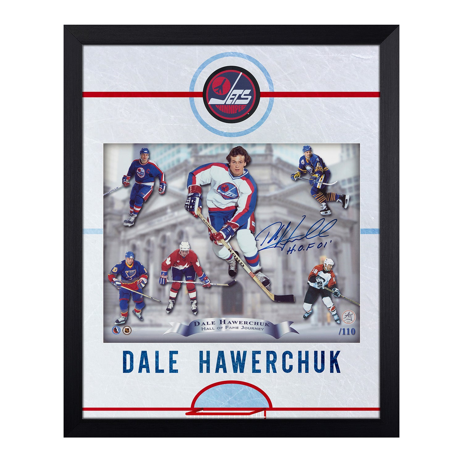 Dale Hawerchuk Signed Winnipeg Jets Graphic Rink 19x23 Frame