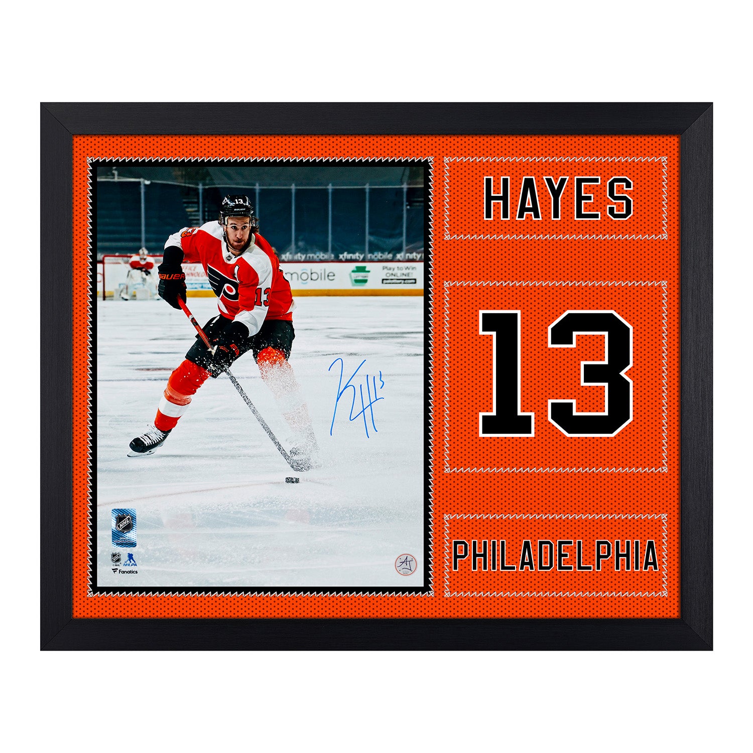 Kevin Hayes Autographed Philadelphia Flyers Uniform Graphic 19x23 Frame