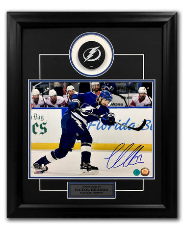 Victor Hedman Signed Tampa Bay Lightning 20x24 Puck Frame