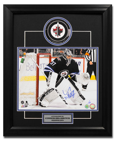 Connor Hellebuyck Winnipeg Jets Signed Hockey Goalie 20x24 Decal Frame /37