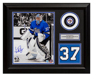 Connor Hellebuyck Winnipeg Jets Signed Aviator 20x24 Number Frame #/37