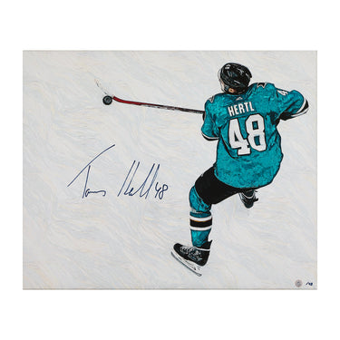 Tomas Hertl Signed San Jose Aerial Rink View 26x32 Art Canvas /48