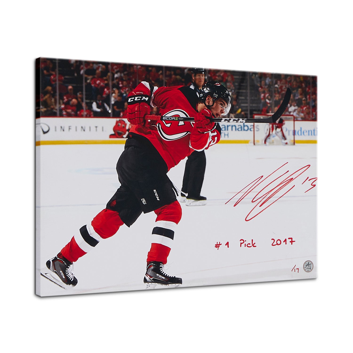 Nico Hischier Signed & Inscribed First Pick 13x17 Art Canvas /17