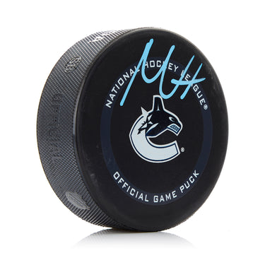 Nils Hoglander Vancouver Canucks Signed Official Game Puck