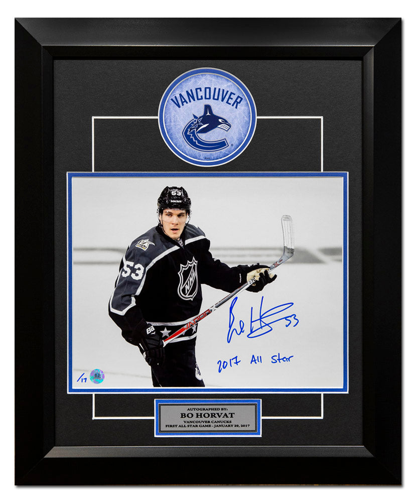 Bo Horvat 2017 All-Star Game Signed with 2017 All-Star Note 20x24 Frame #/17