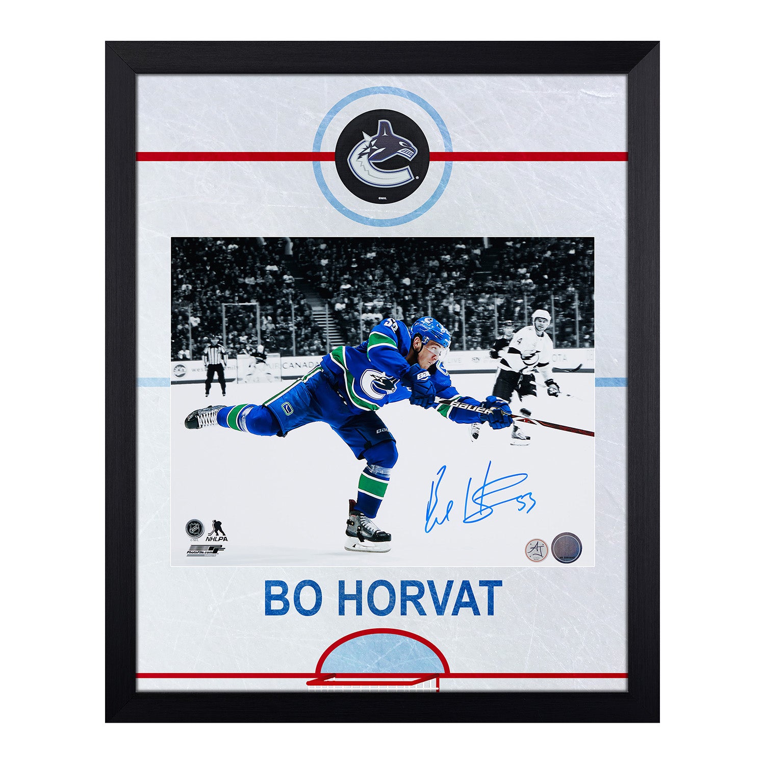 Bo Horvat Signed Vancouver Canucks Rink Graphic 19x23 Frame