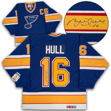 Brett Hull St Louis Blues Autographed Blue Vintage CCM Jersey