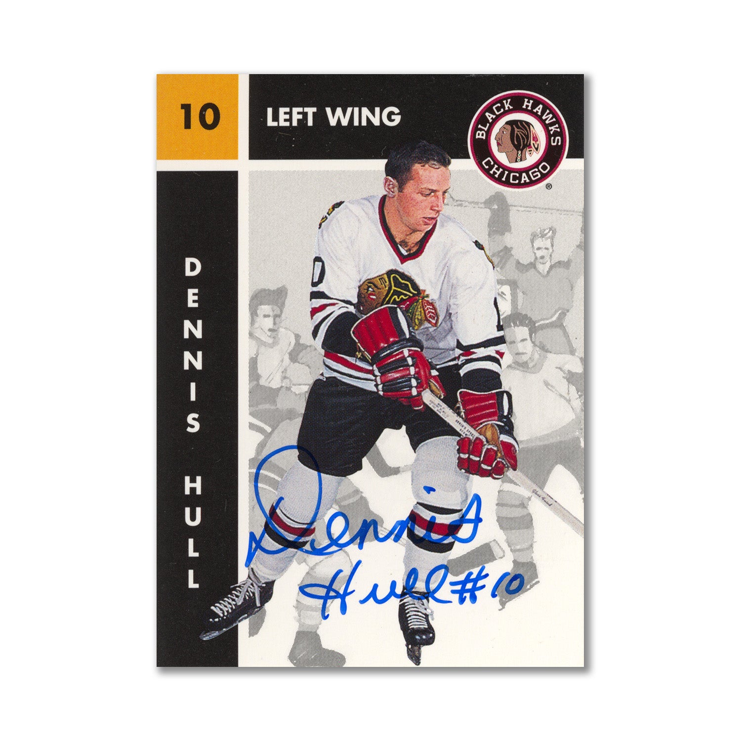 Autographed 1995 Parkhurst Missing Link #37 Dennis Hull Hockey Card