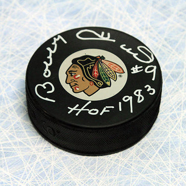 Bobby Hull Chicago Blackhawks Signed Hockey Puck with HOF Note