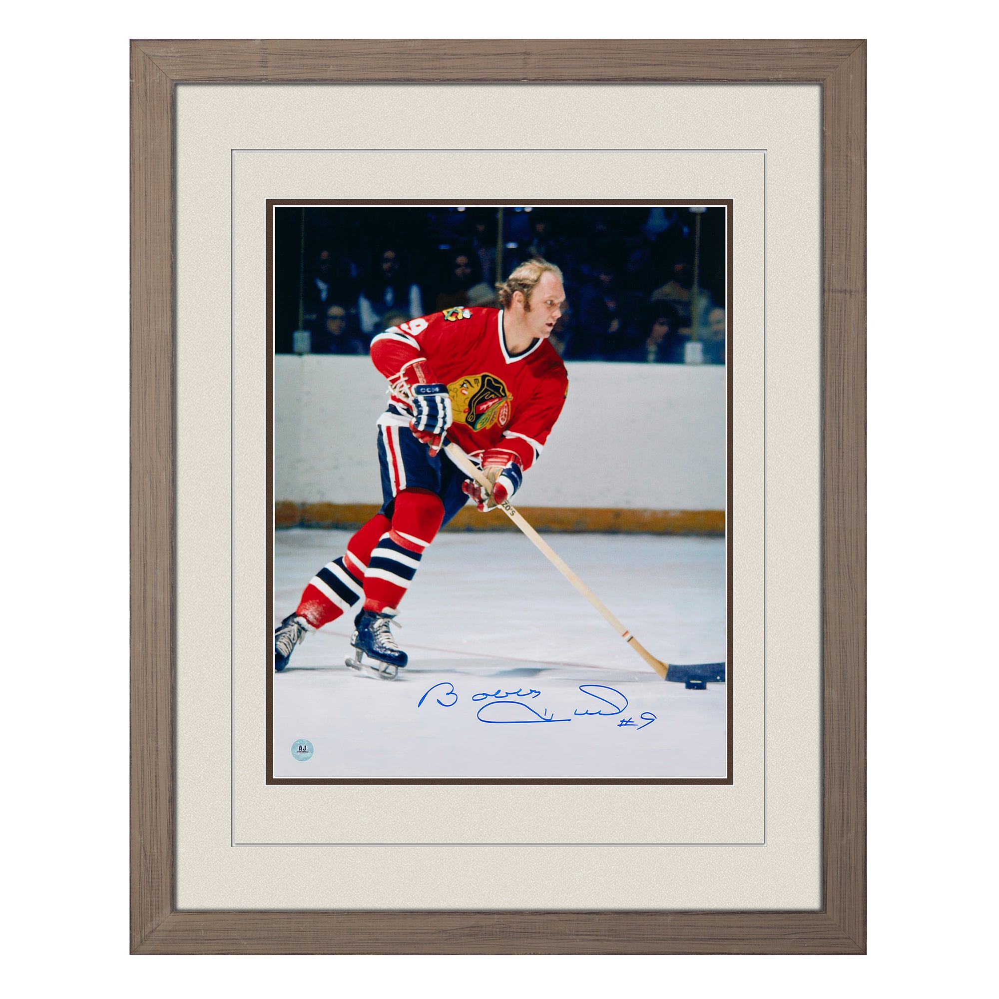 Bobby Hull Chicago Blackhawks Autographed Hockey 26x32 Frame