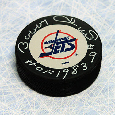 Bobby Hull Winnipeg Jets Signed Hockey Puck with HOF Note