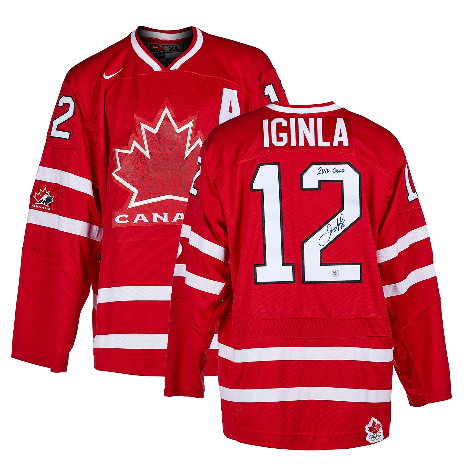 Jarome Iginla Team Canada Signed & Inscribed 2010 Gold Nike Jersey