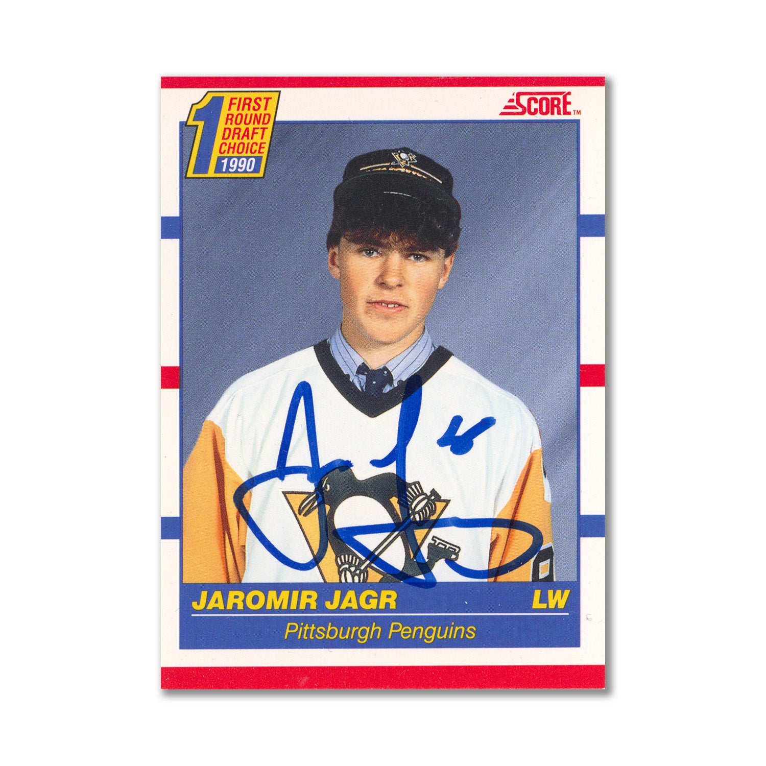Autographed 1990-91 Score #428 Jaromir Jagr Rookie Card