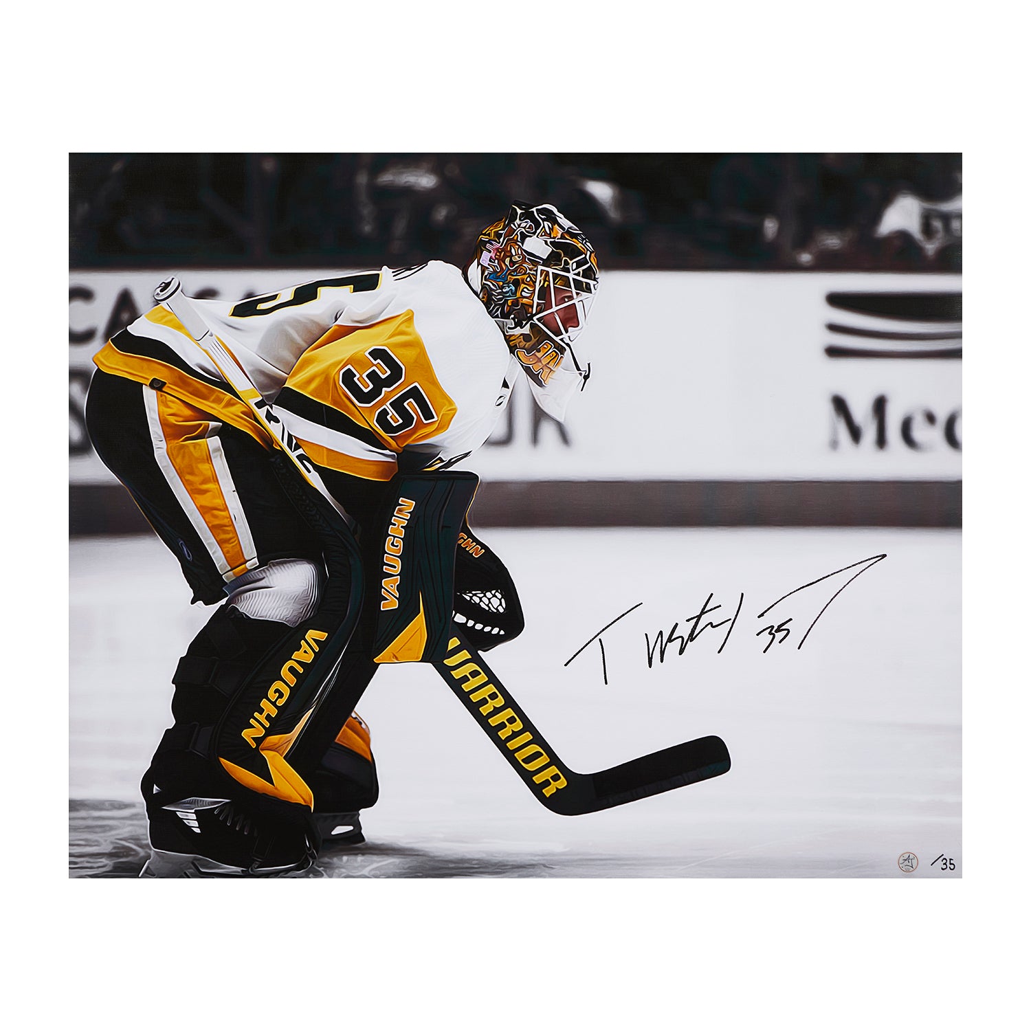 Tristan Jarry Signed Pittsburgh Goalie Profile 26x32 Art Canvas /35