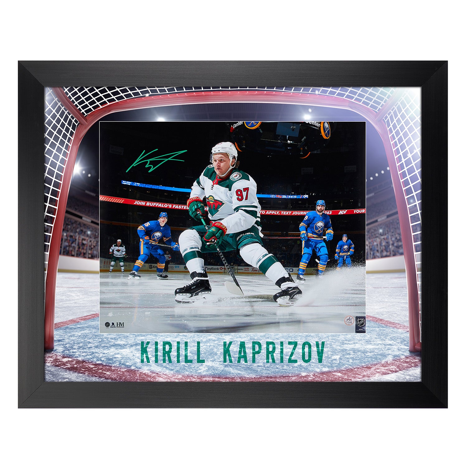 Kirill Kaprizov Signed Minnesota Wild Net Cam Graphic 26x32 Frame