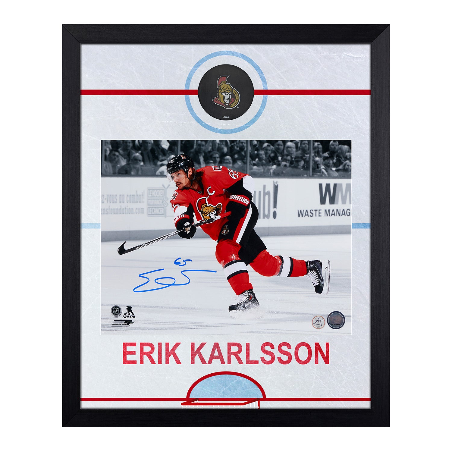 Erik Karlsson Signed Ottawa Senators Graphic Rink 19x23 Frame