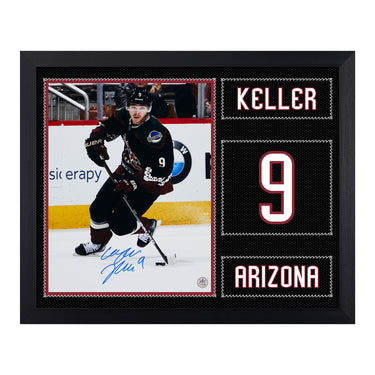 Clayton Keller Autographed Arizona Coyotes Uniform Graphic 19x23 Frame