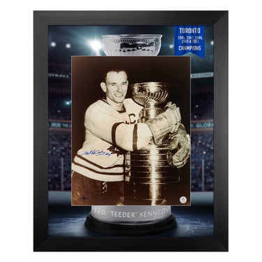 Ted Kennedy Signed Toronto Maple Leafs Champion Cup Graphic 26x32 Frame