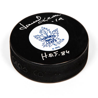 Dave Keon Toronto Maple Leafs Signed HOF Note Hockey Puck