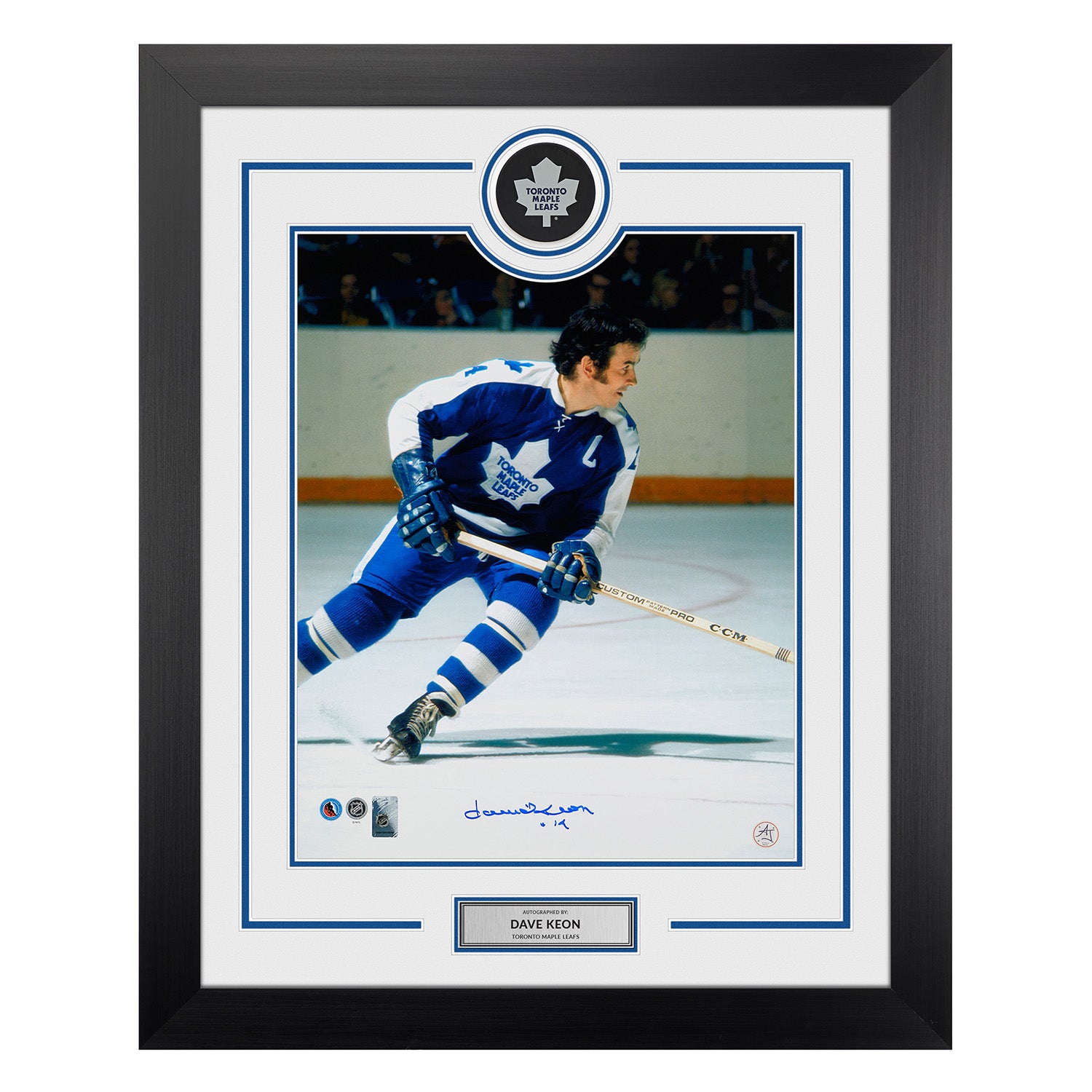 Dave Keon Autographed Toronto Maple Leafs Puck Display 26x32 Frame