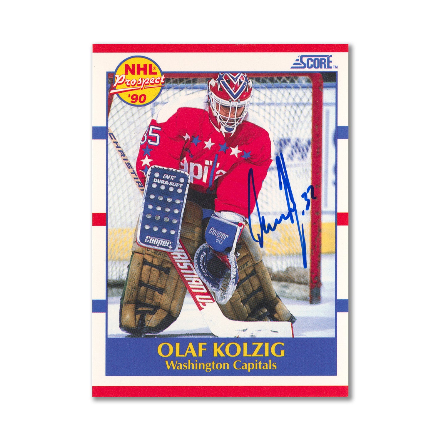 Autographed 1990-91 Score #392 Olaf Kolzig Rookie Card